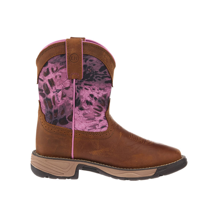 Justin Boot Company Women's Rush Cedar Brown Pink Camo 8in. Square Soft Toe Work Boot