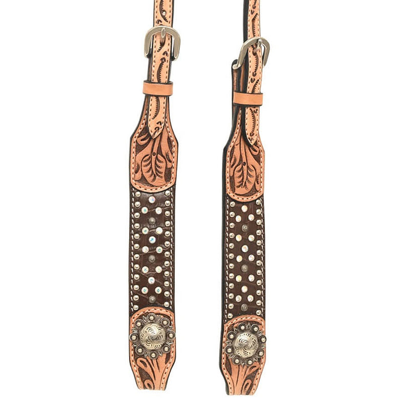 Rafter T Ranch Company Brown Gator Crystal Single Ear Headstall