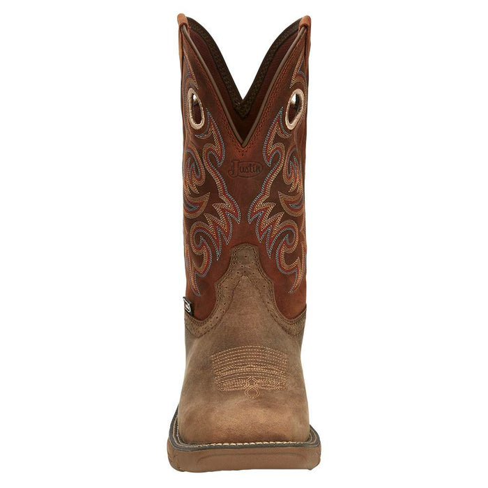 Justin Boot Company Men's Peanut Tan Water Buffalo 11in. Bronze Orange Top Work Boot