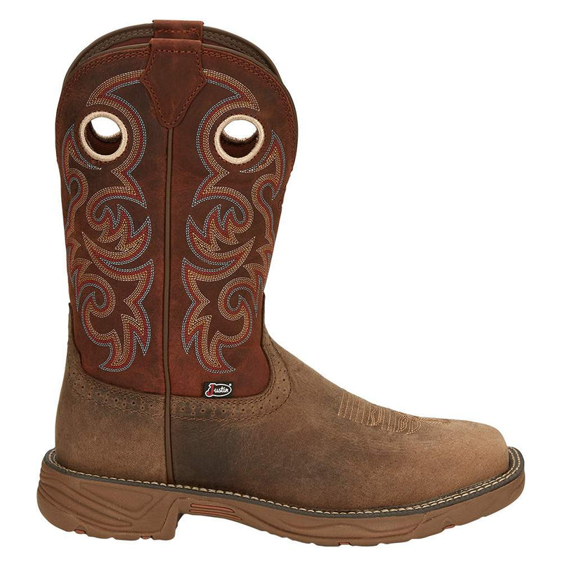 Justin Boot Company Men's Peanut Tan Water Buffalo 11in. Bronze Orange Top Work Boot