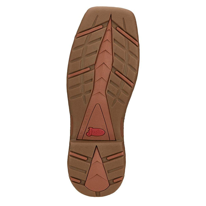 Justin Boot Company Men's Peanut Tan Water Buffalo 11in. Bronze Orange Top Work Boot