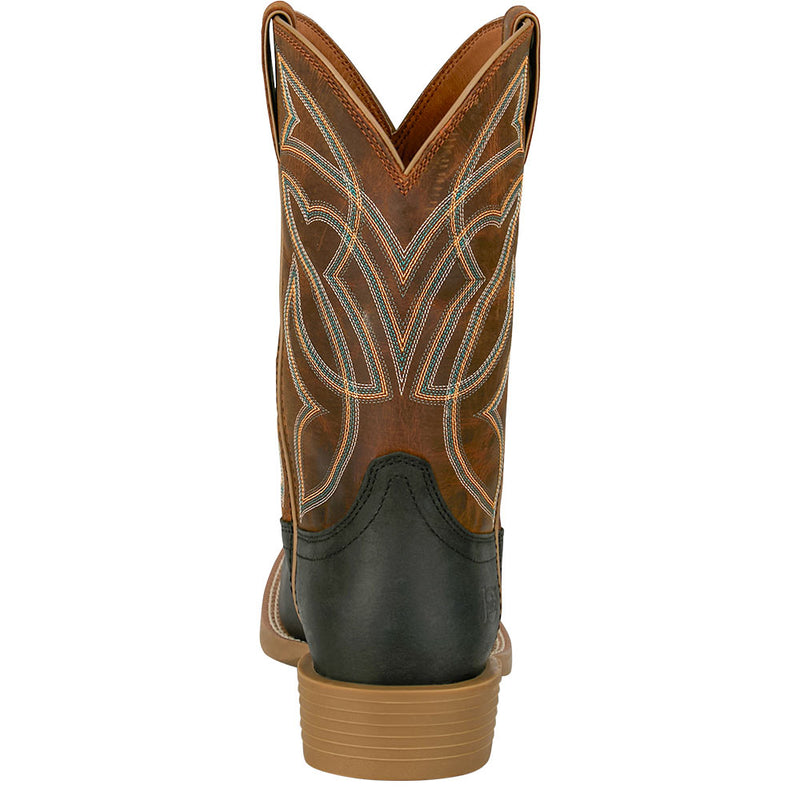 Justin Boot Company Men's Stampede Black Water Buffalo Vamp 11in Orange Water Buffalo Top