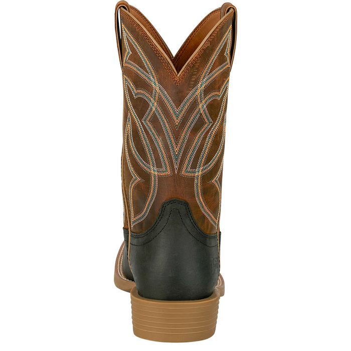 Justin Boot Company Men's Stampede Black Water Buffalo Vamp 11in Orange Water Buffalo Top