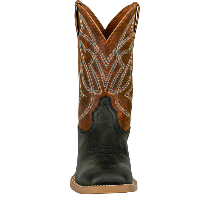 Justin Boot Company Men's Stampede Black Water Buffalo Vamp 11in Orange Water Buffalo Top