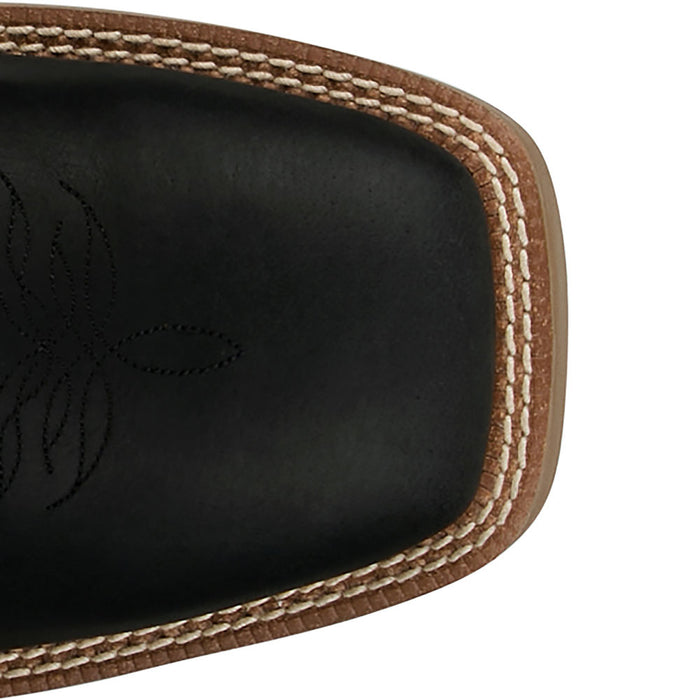 Justin Boot Company Men's Stampede Black Water Buffalo Vamp 11in Orange Water Buffalo Top