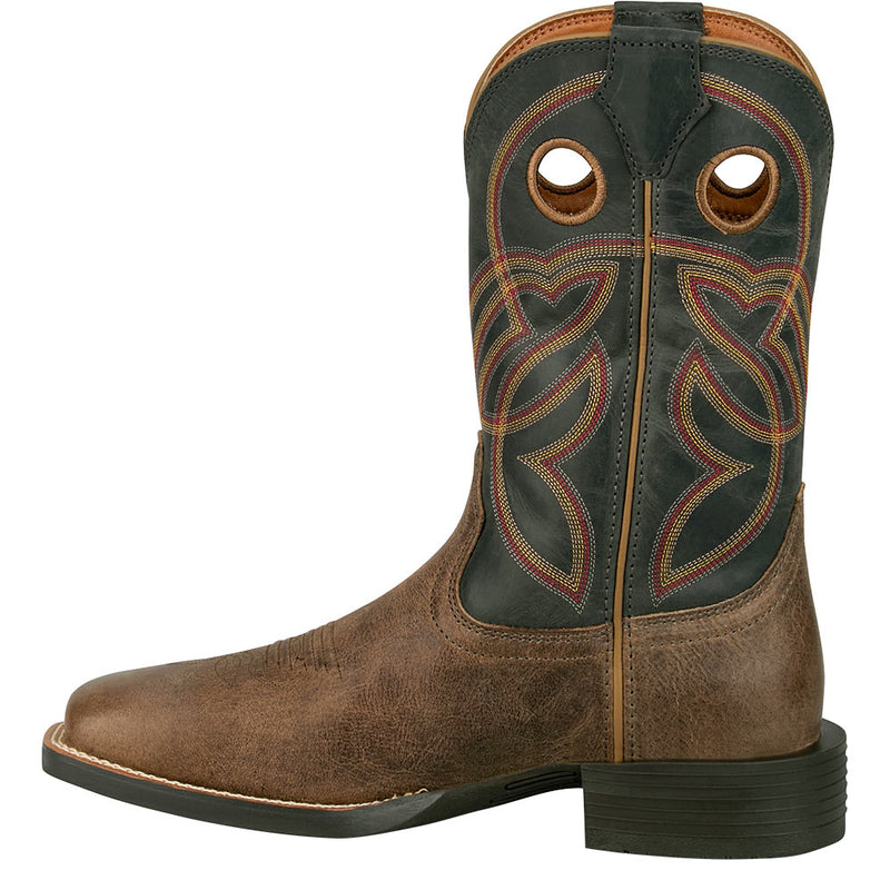 Justin Boot Company Men's Stampede Distressed Brown Water Buffalo Vamp 11in Stone Grey Water Buffalo Top