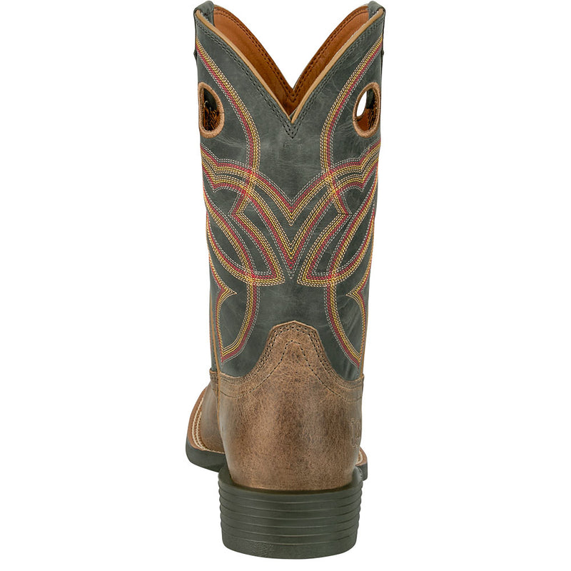 Justin Boot Company Men's Stampede Distressed Brown Water Buffalo Vamp 11in Stone Grey Water Buffalo Top