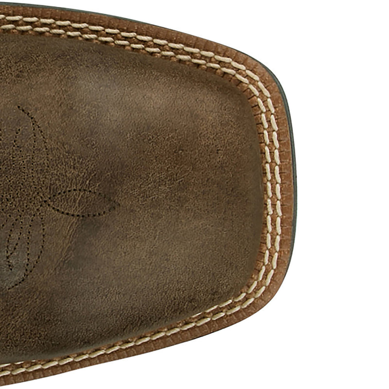 Justin Boot Company Men's Stampede Distressed Brown Water Buffalo Vamp 11in Stone Grey Water Buffalo Top