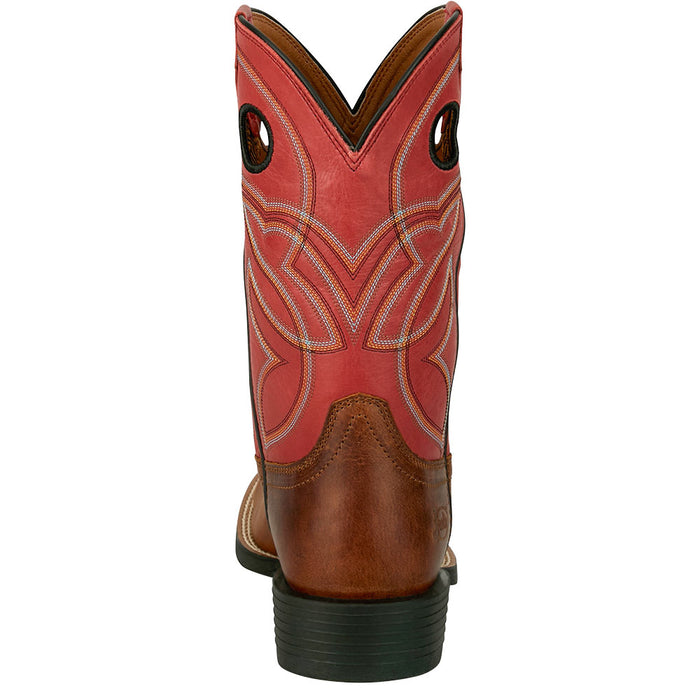 Justin Boot Company Men's Stampede Honey Brown Water Buffalo Vamp 11in Red Water Buffalo Top