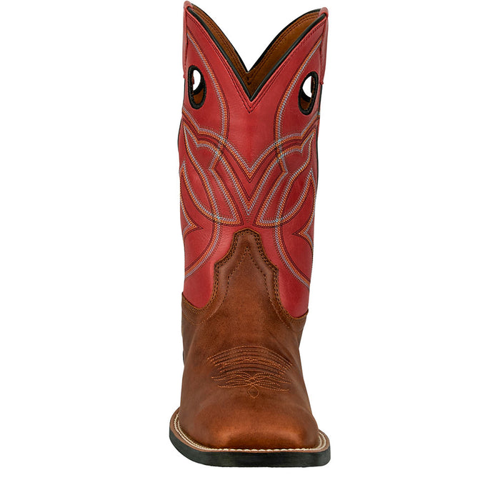 Justin Boot Company Men's Stampede Honey Brown Water Buffalo Vamp 11in Red Water Buffalo Top