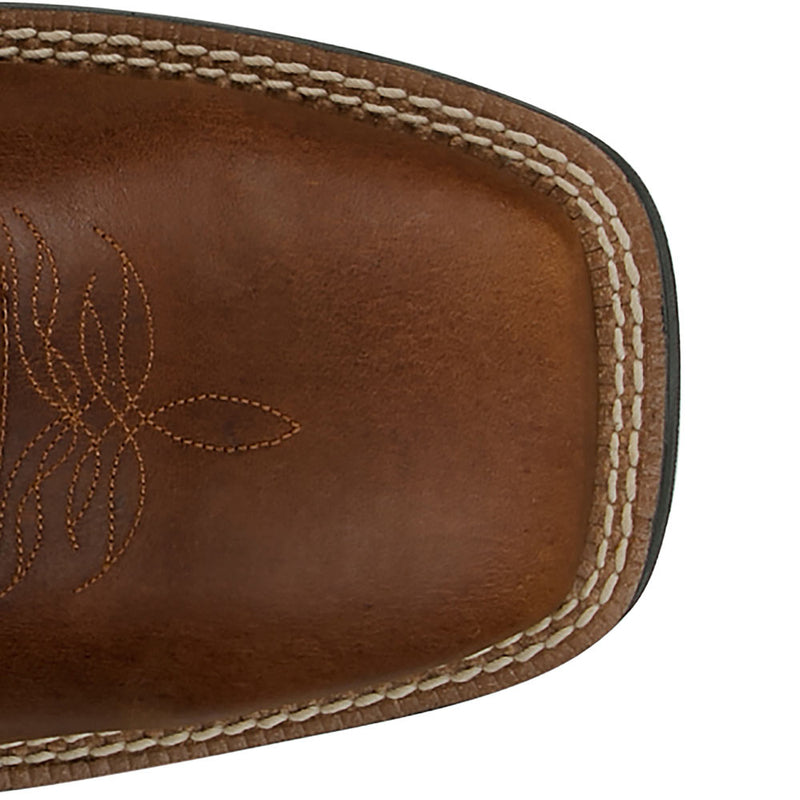 Justin Boot Company Men's Stampede Honey Brown Water Buffalo Vamp 11in Red Water Buffalo Top