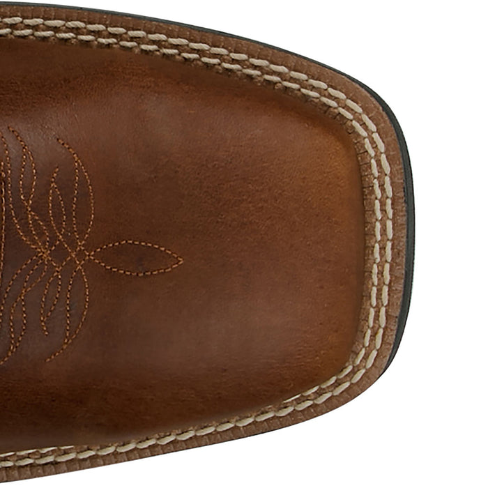 Justin Boot Company Men's Stampede Honey Brown Water Buffalo Vamp 11in Red Water Buffalo Top
