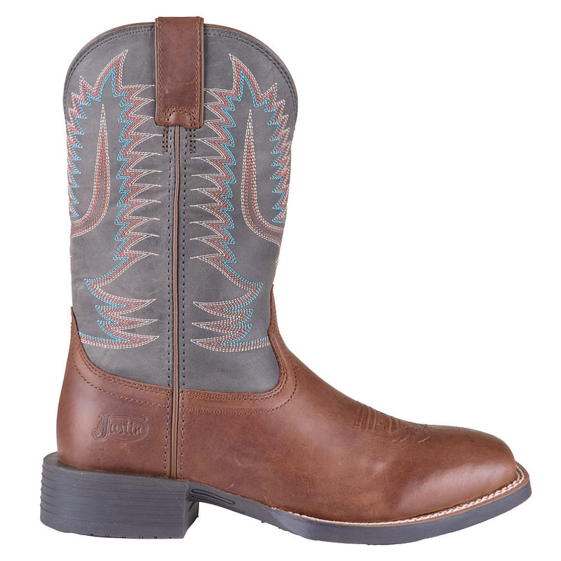 Justin Boot Company Men's Gage Brown Water Buffalo Vamp 11in Blue Top