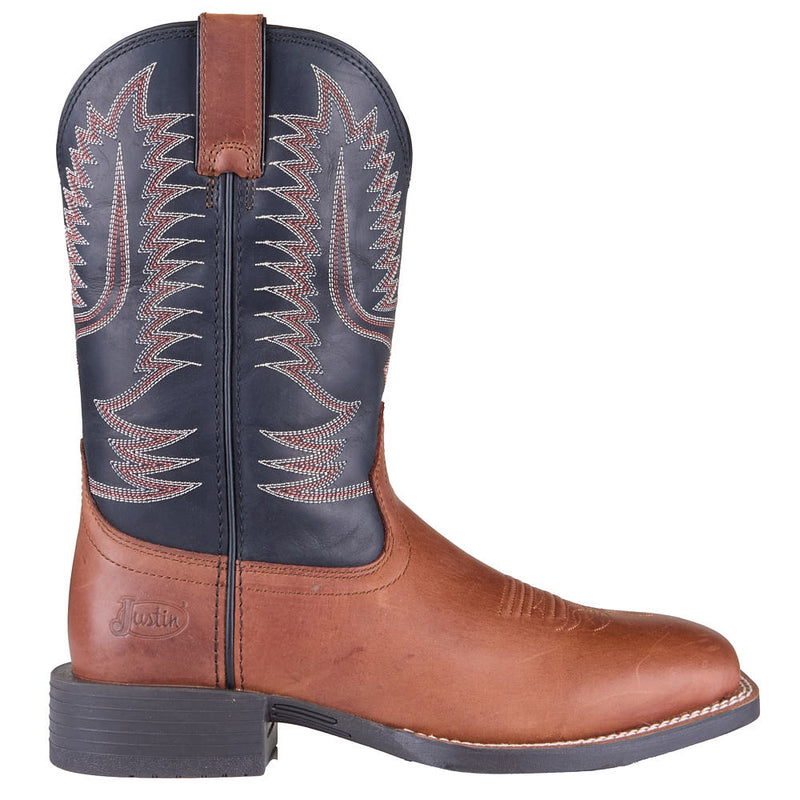 Justin Boot Company Men's Gage Tan Water Buffalo Vamp 11in Black Top