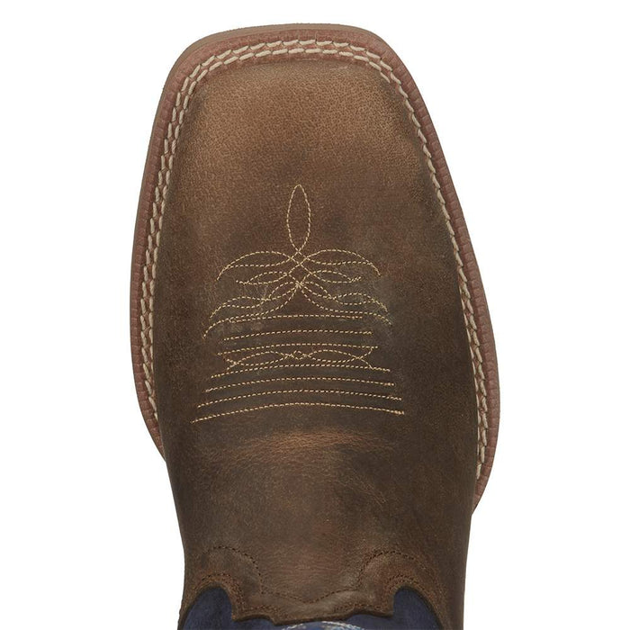 Justin Boot Company Men's Stampede Peanut Tan 12in Yale Blue Top Square Toe Boot