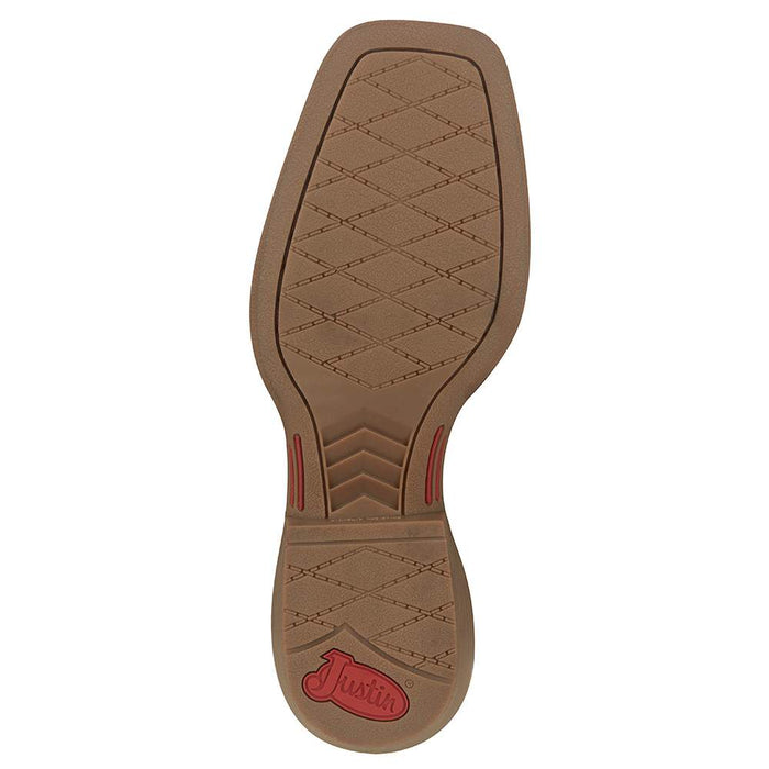 Justin Boot Company Men's Stampede Peanut Tan 12in Yale Blue Top Squar
