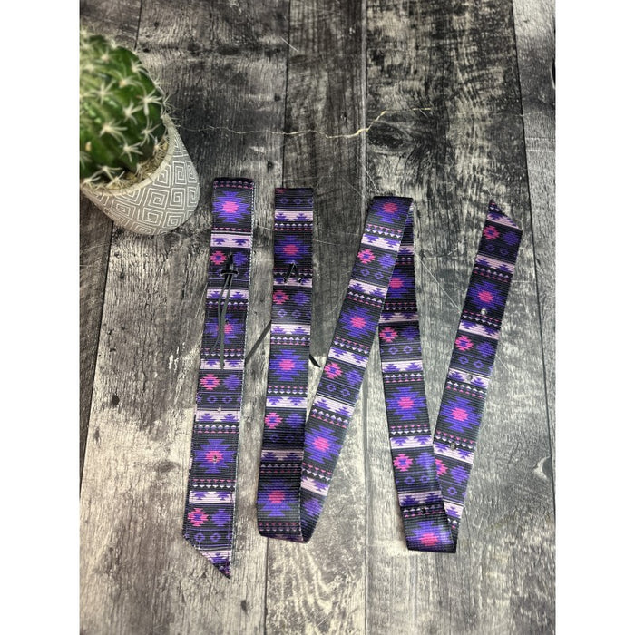 Schulz Equine Purple Aztec Nylon Off Billet and Latigo Strap Set