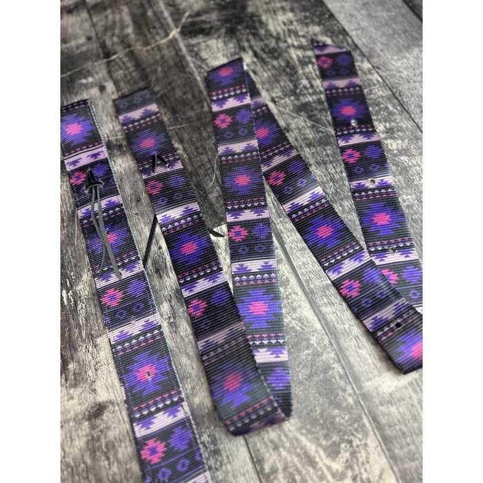 Schulz Equine Purple Aztec Nylon Off Billet and Latigo Strap Set