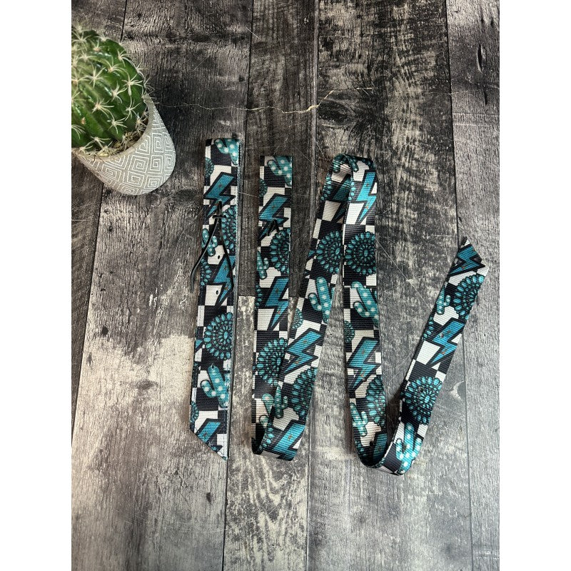 Schulz Equine Turquoise Glass Nylon Off Billet and Latigo Strap Set