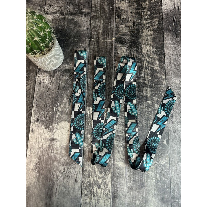 Schulz Equine Turquoise Glass Nylon Off Billet and Latigo Strap Set