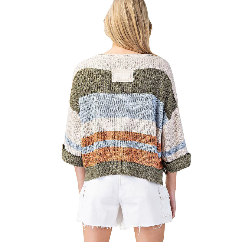 Ee Some Womens Fern Large Strip Sweater