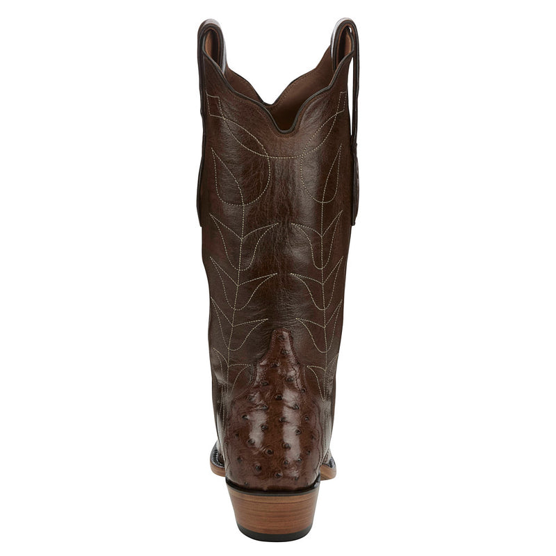 Tony Lama Women's Kango Tobac Full Quill Ostrich Vamp 17In Chocolate Top Boot