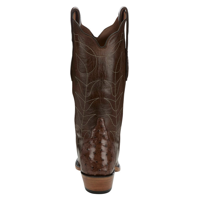 Tony Lama Women's Kango Tobac Full Quill Ostrich Vamp 17In Chocolate Top Boot
