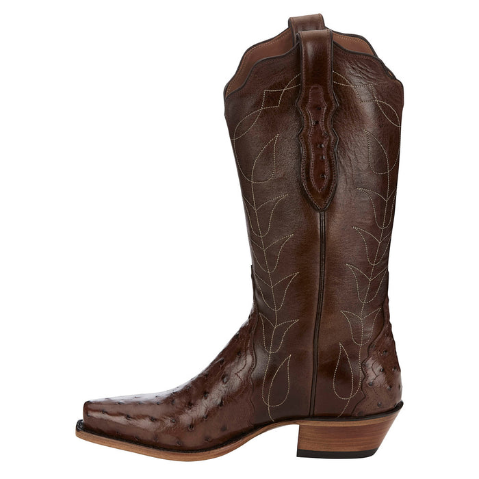 Tony Lama Women's Kango Tobac Full Quill Ostrich Vamp 17In Chocolate Top Boot