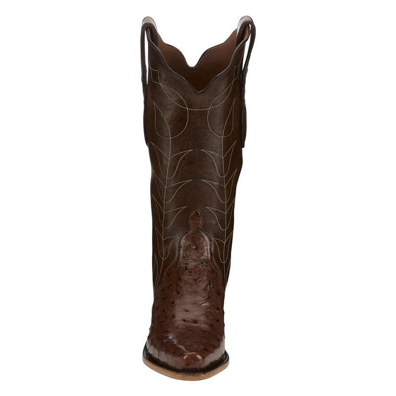 Tony Lama Women's Kango Tobac Full Quill Ostrich Vamp 17In Chocolate Top Boot