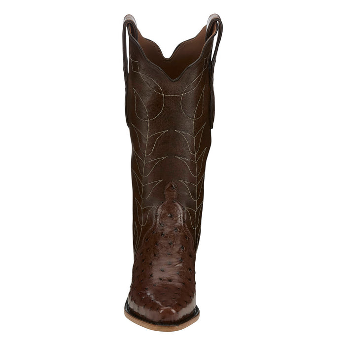 Tony Lama Women's Kango Tobac Full Quill Ostrich Vamp 17In Chocolate Top Boot