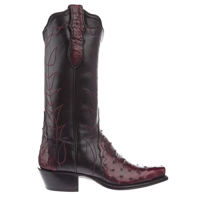 Tony Lama Women's Black Cherry Full Quill Ostrich Vamp 17In Black Top Boot