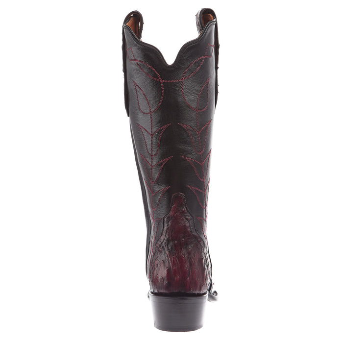 Tony Lama Women's Black Cherry Full Quill Ostrich Vamp 17In Black Top Boot