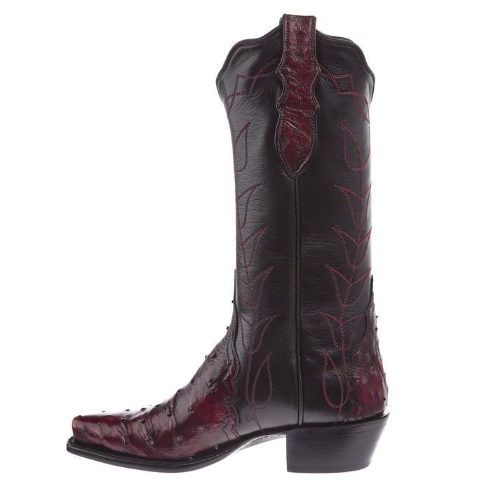 Tony Lama Women's Black Cherry Full Quill Ostrich Vamp 17In Black Top Boot