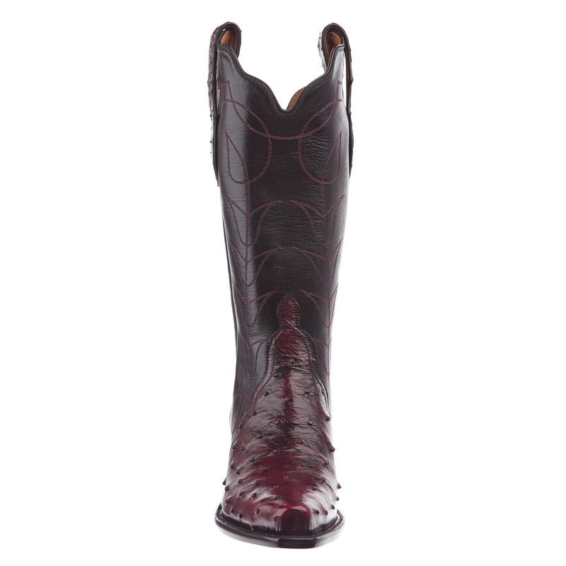 Tony Lama Women's Black Cherry Full Quill Ostrich Vamp 17In Black Top Boot