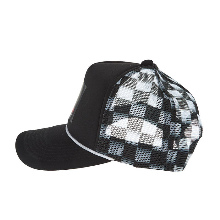 Saddle Grip Black and White Checkered Trucker Cap