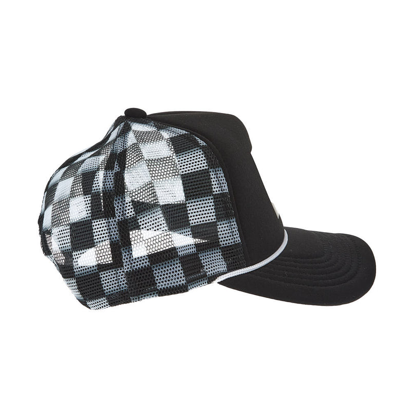 Saddle Grip Black and White Checkered Trucker Cap