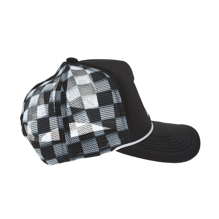 Saddle Grip Black and White Checkered Trucker Cap