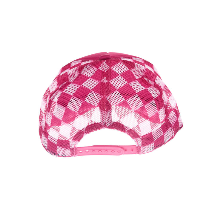 Saddle Grip White and Pink Checkered Trucker Cap