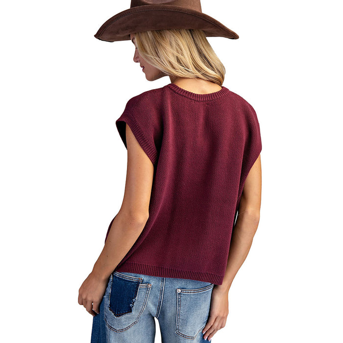Ee Some Women's Wine Horse Sleeveless Sweater