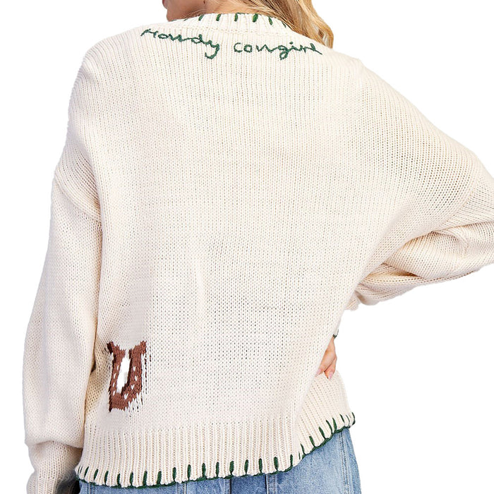 Ee Some Women's Sand Horse Front Sweater