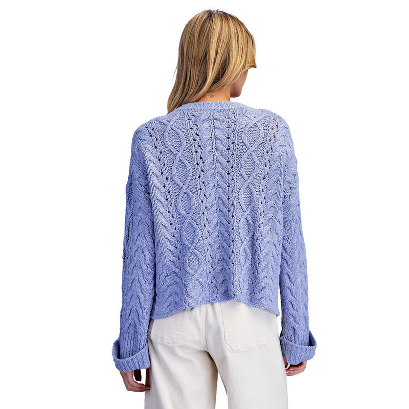 Ee Some Women's Denim Cable Knit Sweater