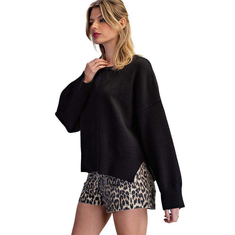 Ee Some Women's Black Oversized Knit Sweater