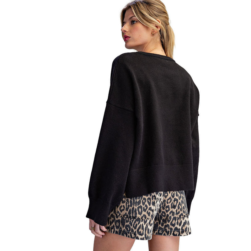 Ee Some Women's Black Oversized Knit Sweater