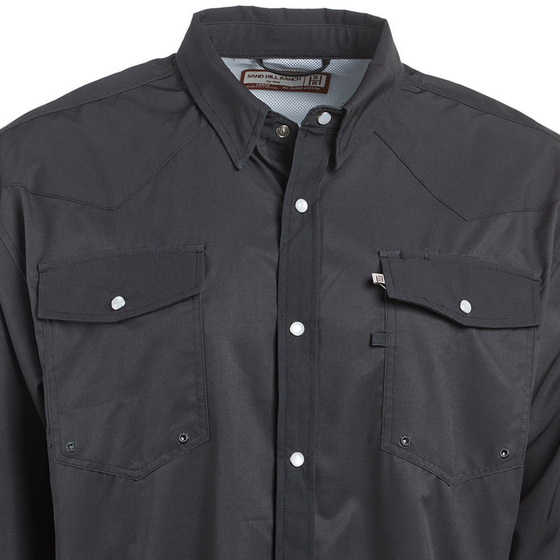 Brandcowboy Men's Charcoal Long Sleeve Pearl Snap Shirt
