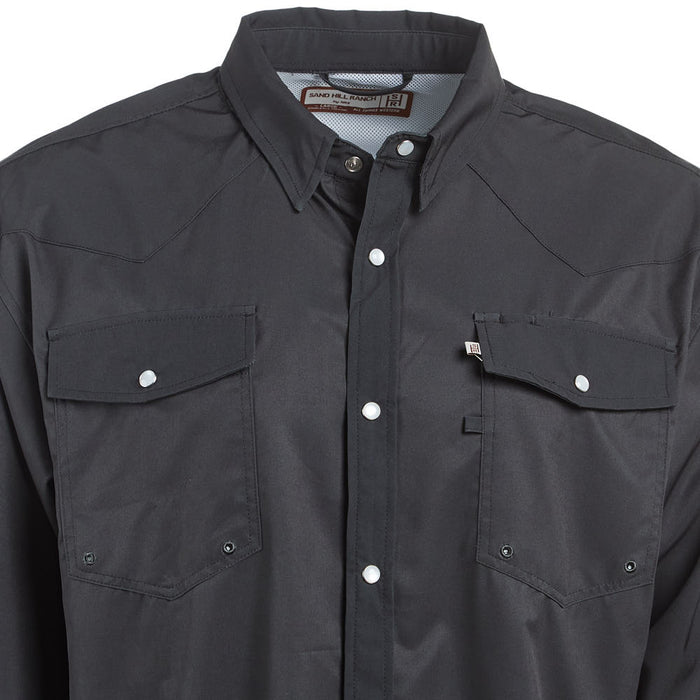 Brandcowboy Men's Charcoal Long Sleeve Pearl Snap Shirt