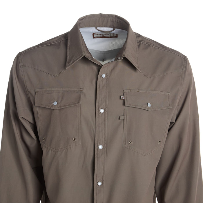 Brandcowboy Mens Sandhill Ranch Brown Long Sleeve Pearl Snap Shirt