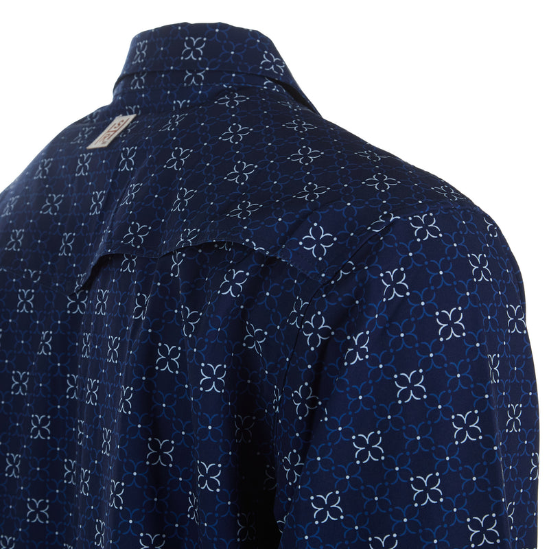 Brandcowboy Mens Sandhil Ranch Navy Print Long Sleeve Pearl Snap Shirt