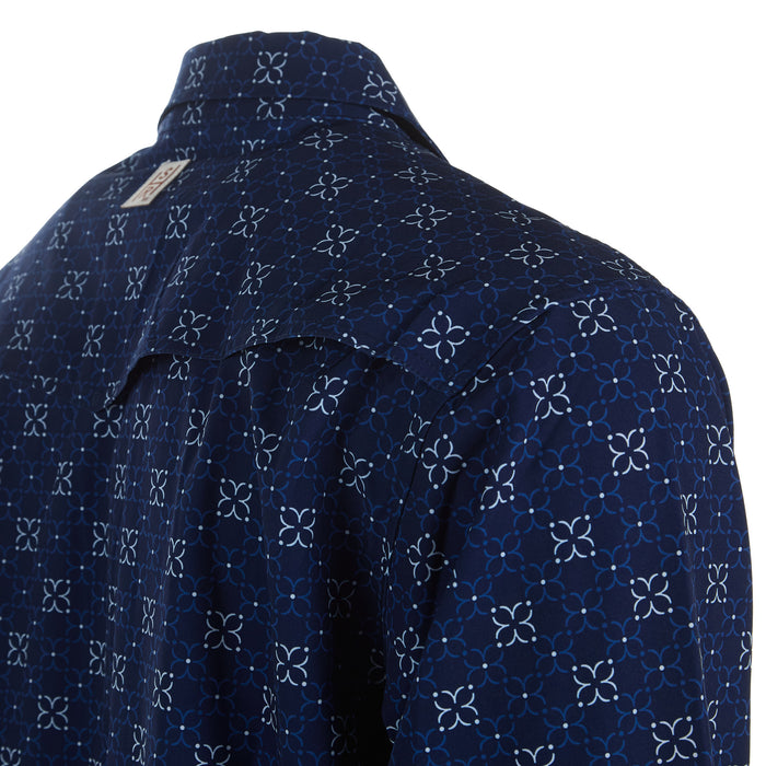 Brandcowboy Mens Sandhil Ranch Navy Print Long Sleeve Pearl Snap Shirt