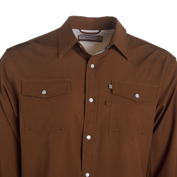 Brandcowboy Mens Sandhill Ranch Rust Long Sleeve Pearl Snap Shirt