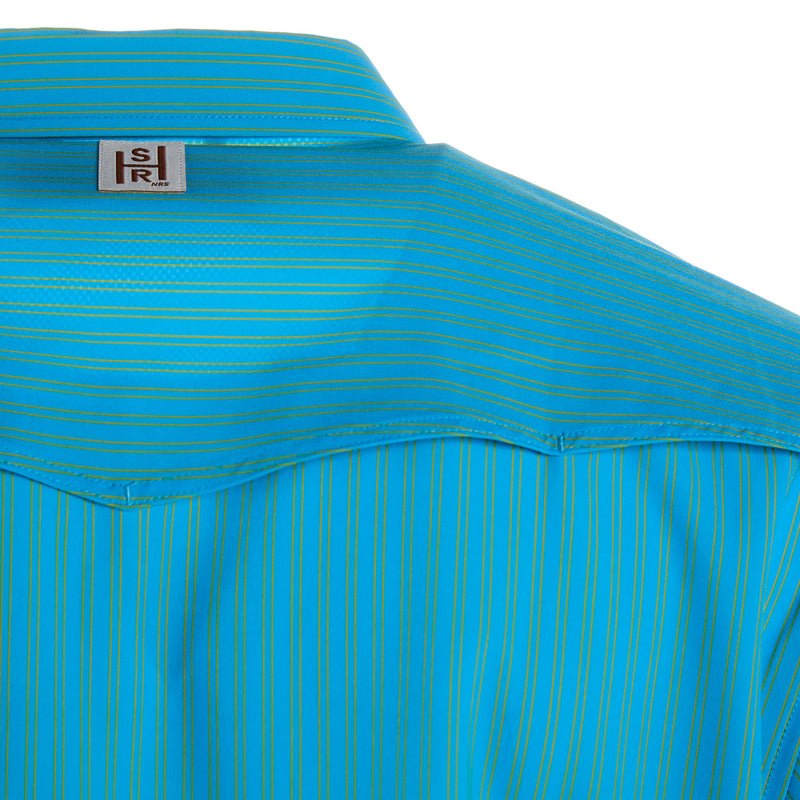 Sand Hill Ranch Men's Blue and Gold Stripe Snap Shirt
